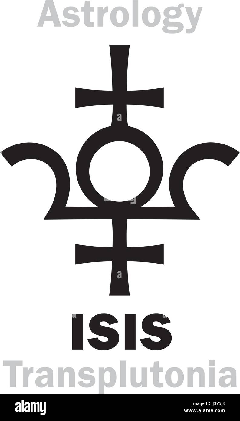 Astrology Alphabet: ISIS (Transplutonia), supreme hypothetic planet (behind Pluto). Hieroglyphics character sign (original single symbol). Stock Vector