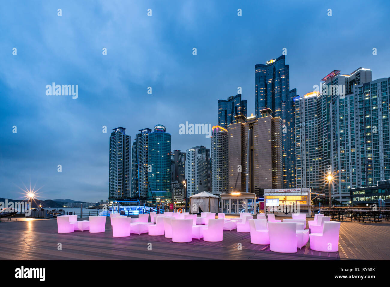 Luxury high rise apartment buildings in Marine City, Haeundae District, Busan Gwangyeoksi, South Korea Stock Photo