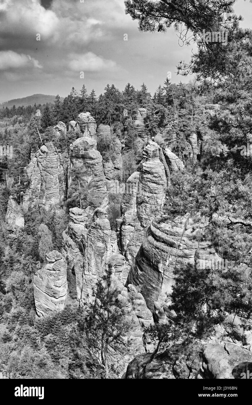 sandstone rocks in czech republic in prachovske skaly Stock Photo