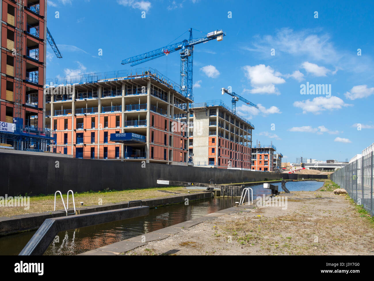 The Middlewood Locks apartment blocks construction site, from the