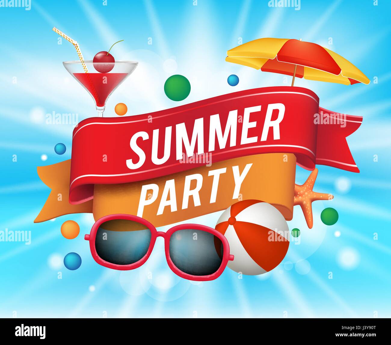 Summer Party Poster Vector Background ...