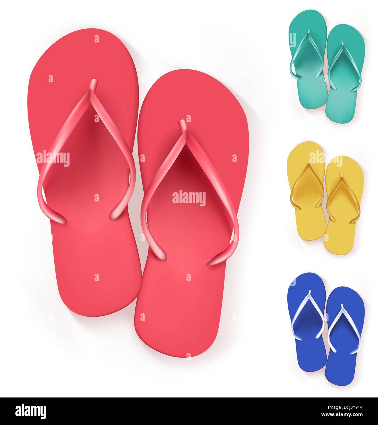 Vector Set of Colorful Flip Flops Beach Slippers for Summer and Outdoor ...