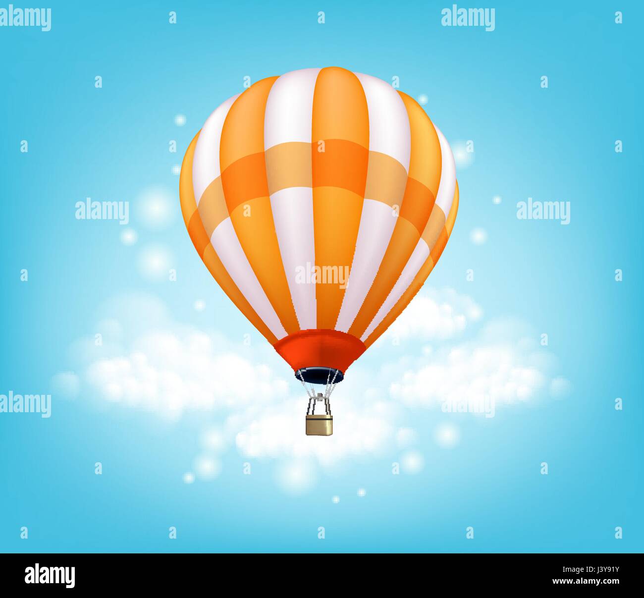 Colorful Hot Air Balloon Vector Background in Front of Lights and ...