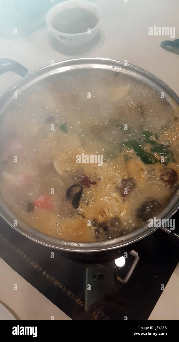 Chinese Hot Pot at the restaurant, Dubai, United Arab Emirates Stock