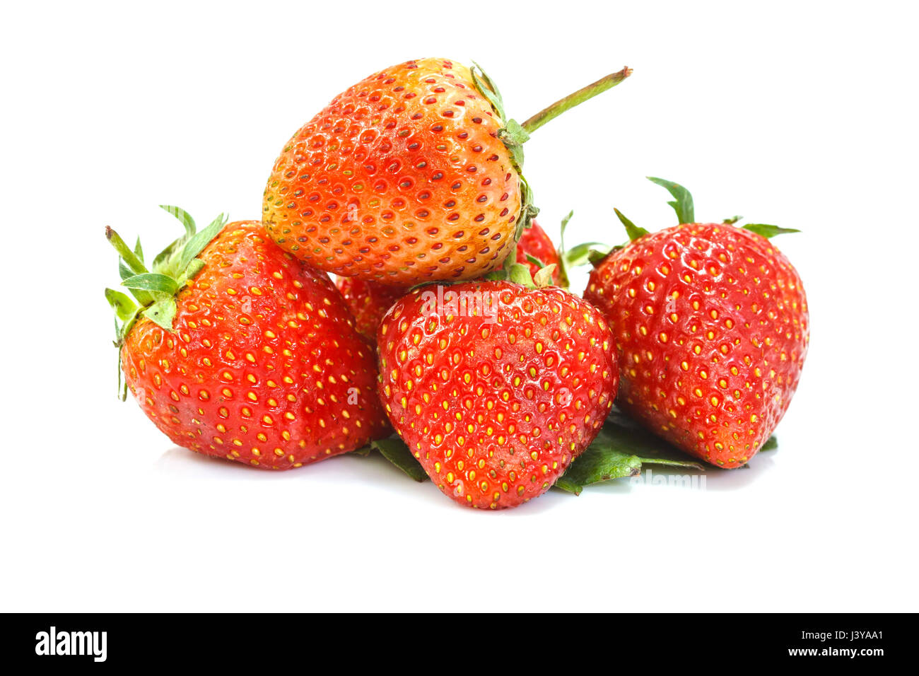 Ripe red strawberries on white background isolated Stock Photo - Alamy