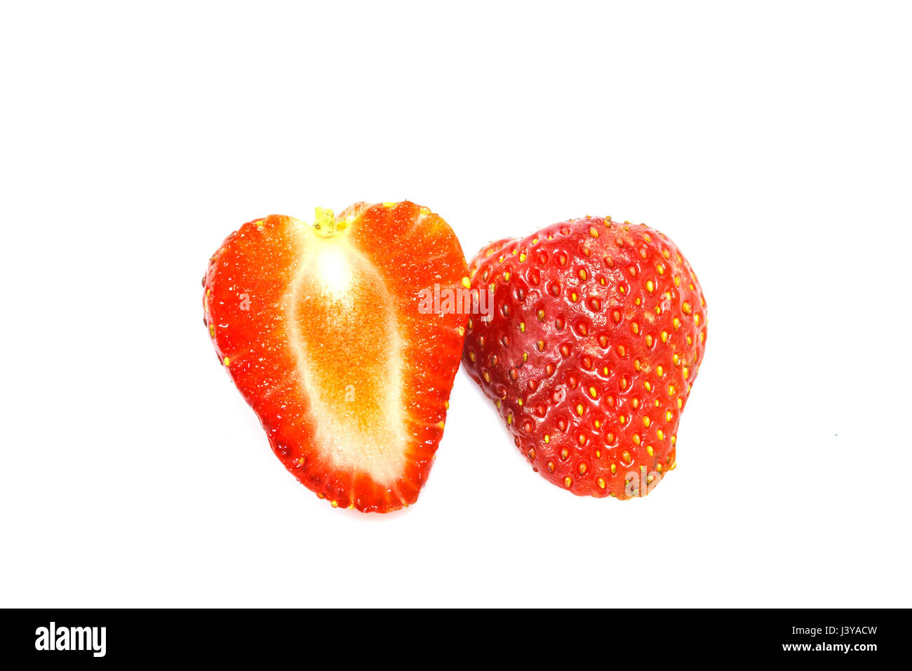 Ripe red strawberries on white background isolated Stock Photo - Alamy