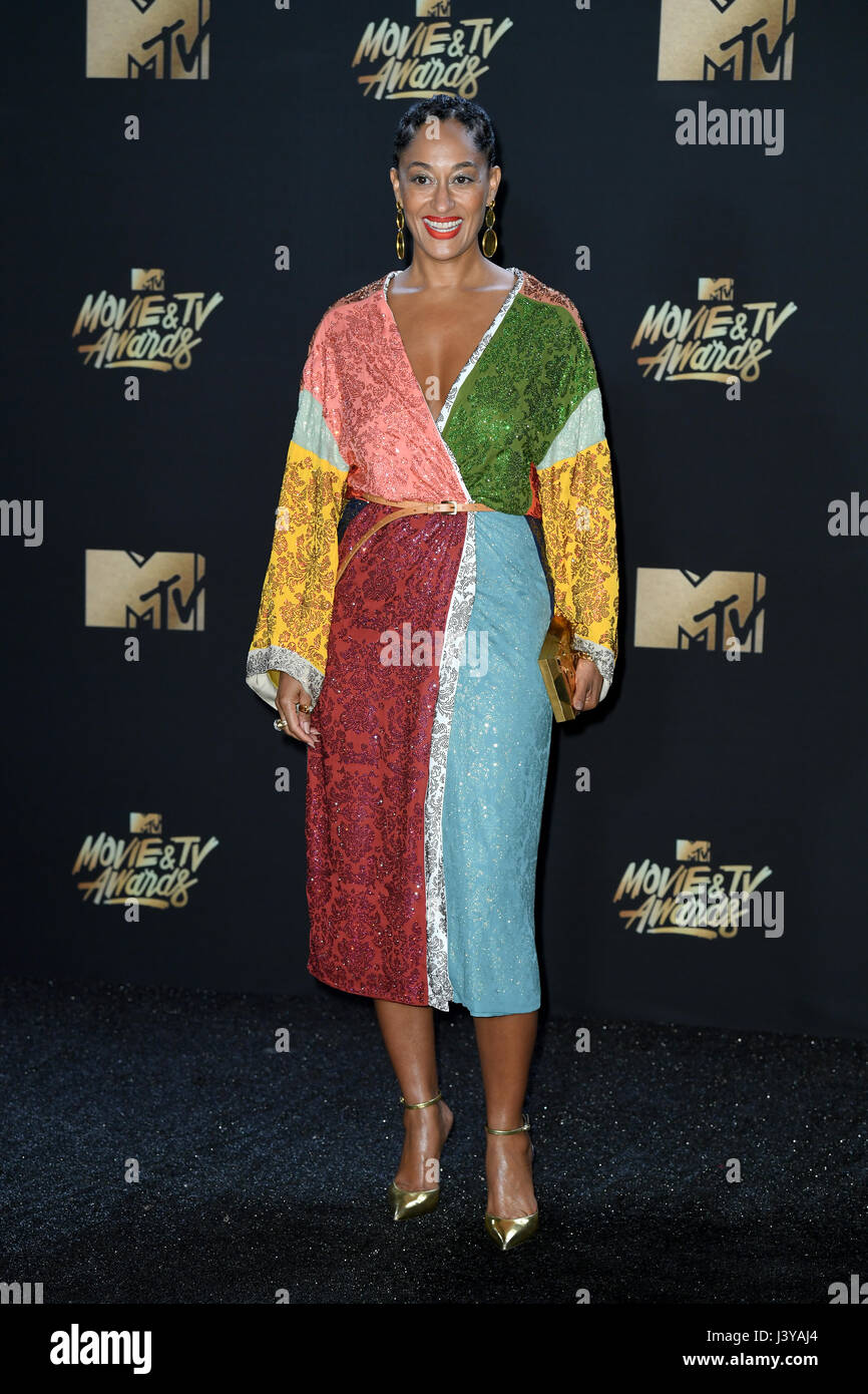 Tracee Ellis Ross attending the 2017 MTV Movie and TV Awards held at The Shrine Auditorium in Los Angeles, USA. Stock Photo