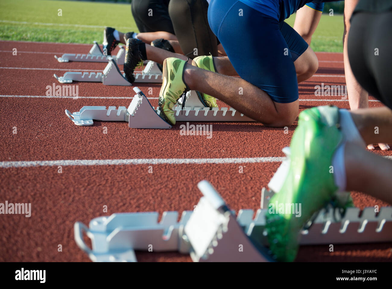 Runners Starting Blocks High Resolution Stock Photography and Images