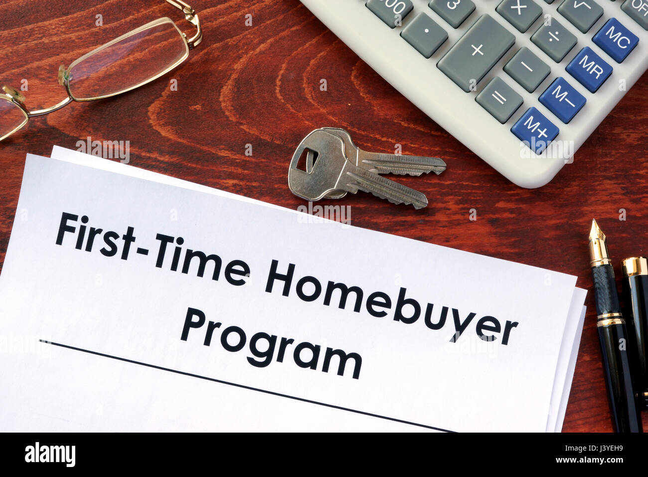 Document with title First time home buyer program. Stock Photo