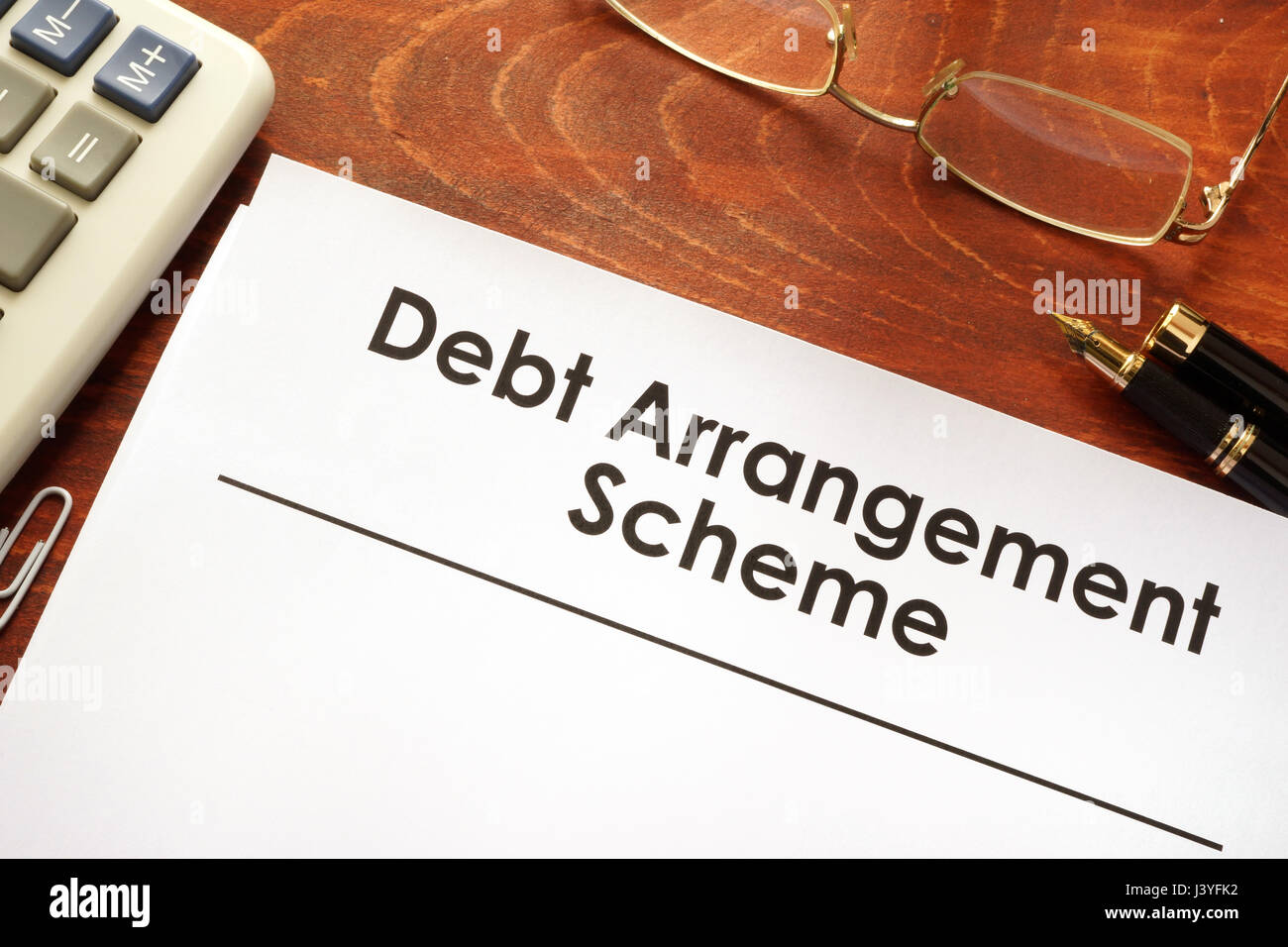 Document with title Debt Arrangement Scheme (DAS). Stock Photo