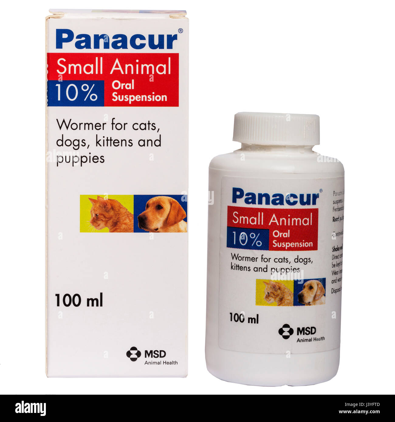 A tub of Panacur small animal wormer for worming cats,dogs,kittens & puppies  on a white background Stock Photo - Alamy