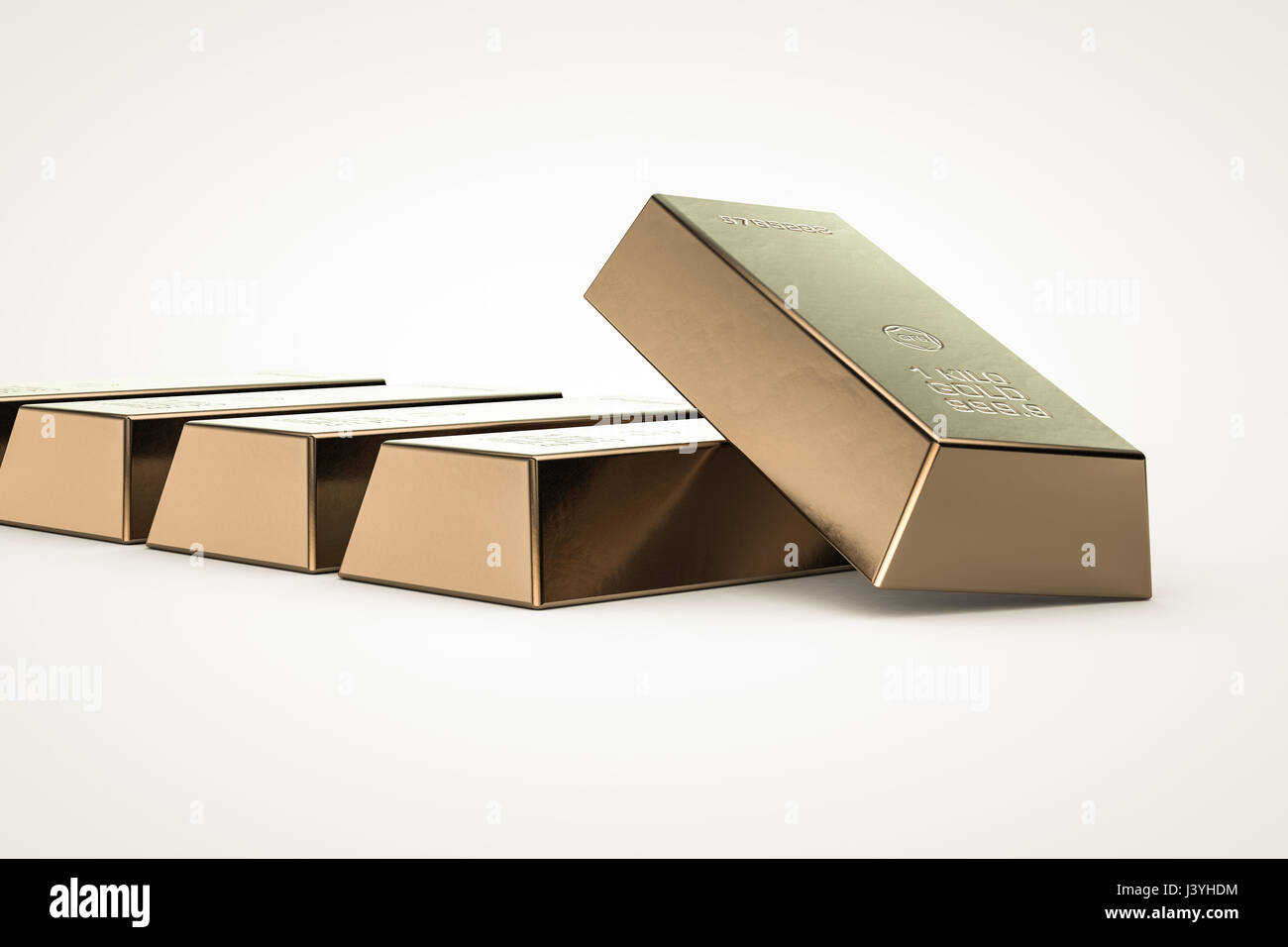 3d illustration of gold bars isolated on white background Stock Photo ...
