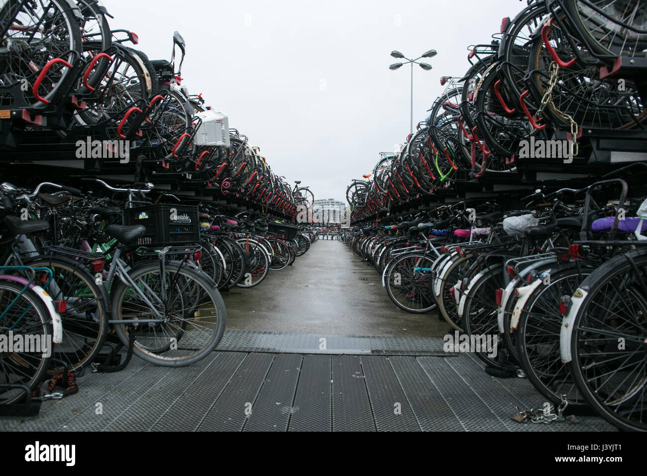 Amsterdam bikes parking area Stock Photo