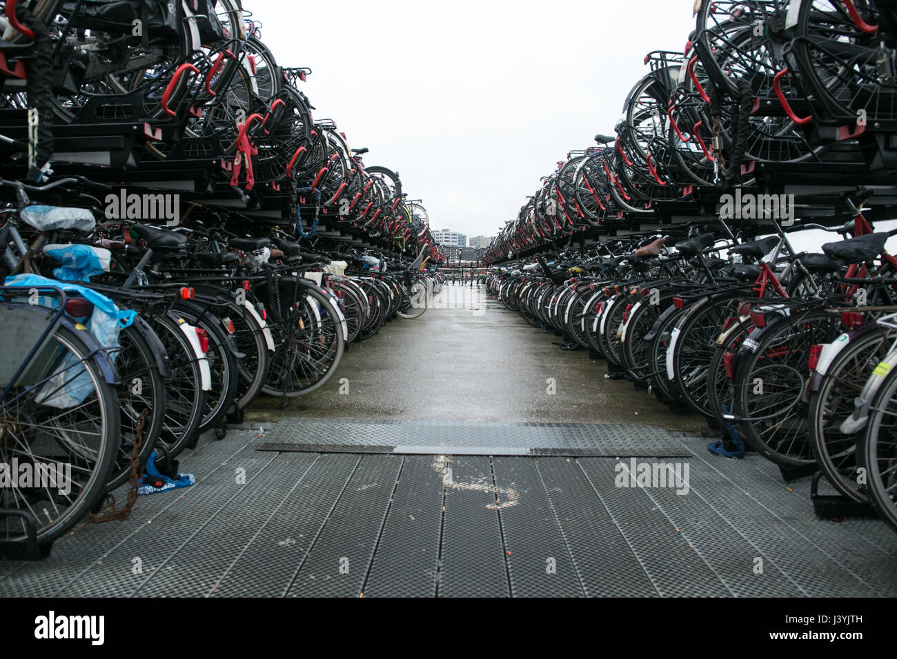 Amsterdam bikes parking area Stock Photo