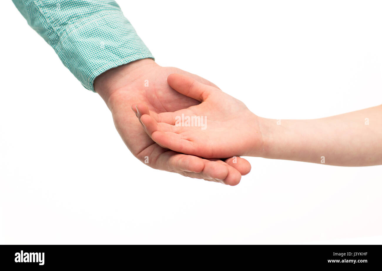 happy father and child holding hands Stock Photo