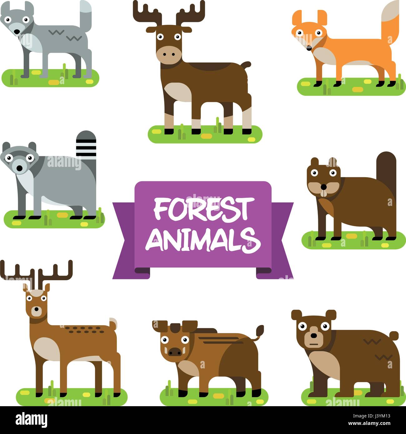 Forest Animals Set. Illustration in Flat Design Stock Vector Image & Art -  Alamy