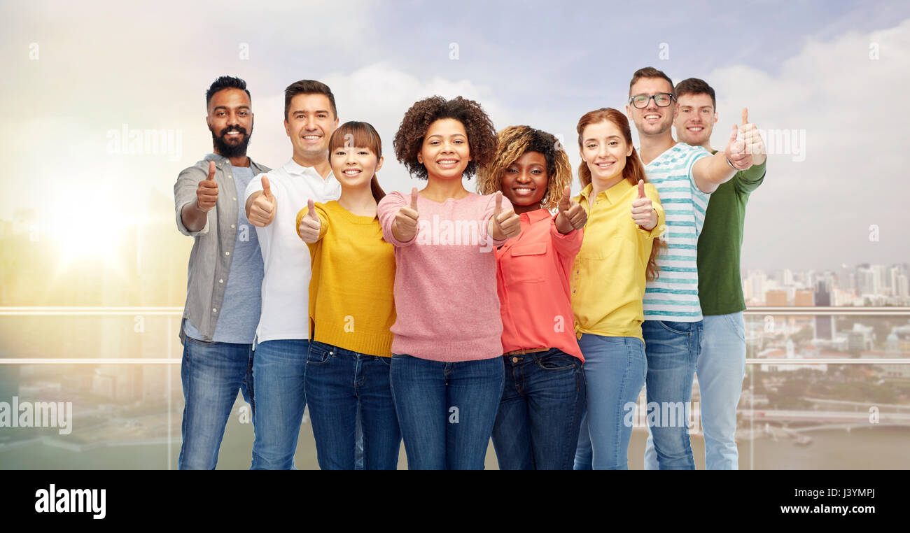 international group of people showing thumbs up Stock Photo - Alamy