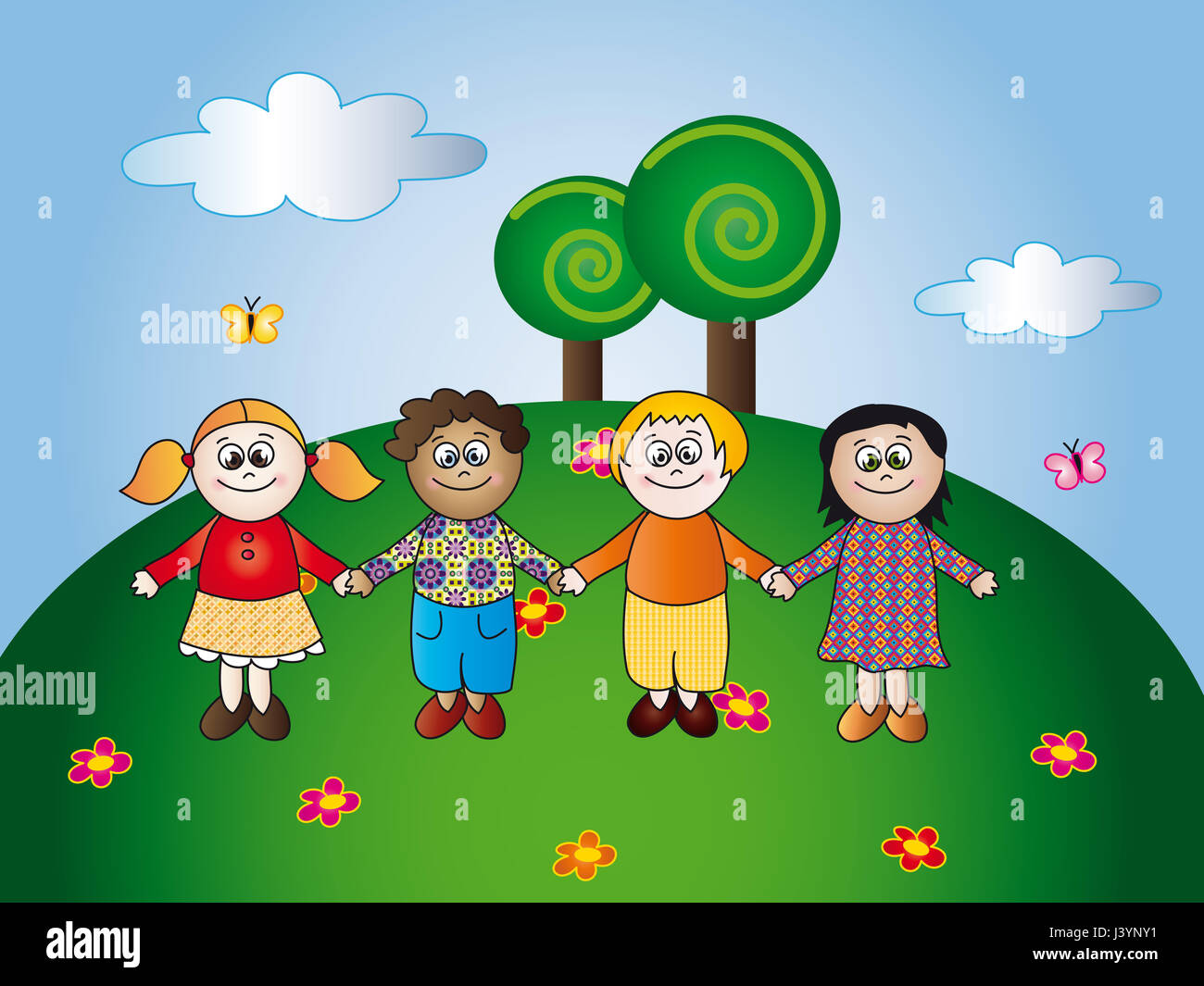 Happy Children In The Garden Stock Photo Alamy Happy Children In The Garden Stock Photo Alamy