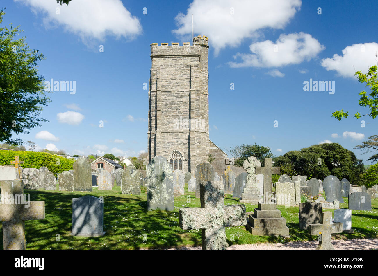 All Saints Church in the pretty South Hams village of Thurlestone in Devon Stock Photo