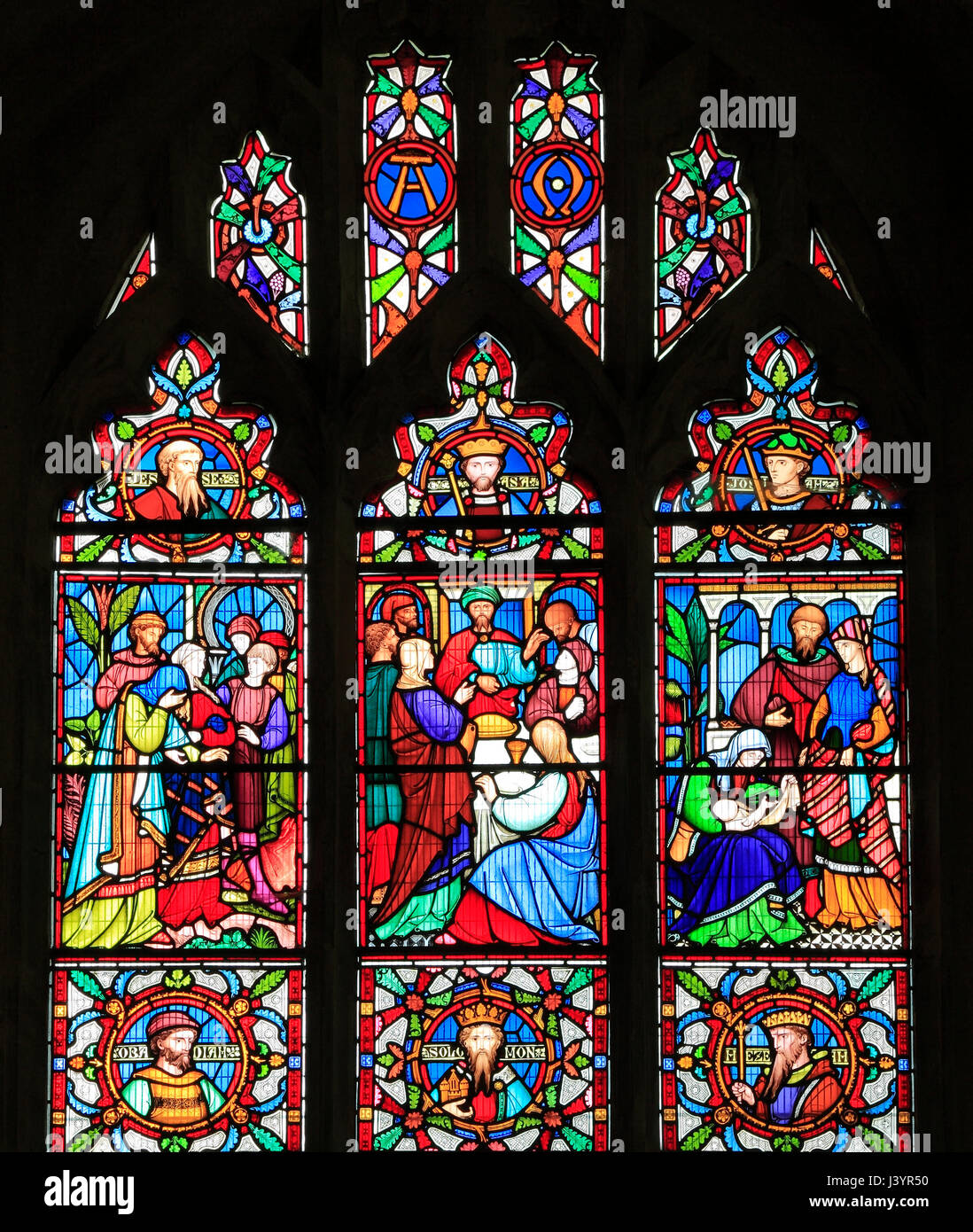 The Story of Ruth, stained glass window by Robert Bayne of Heaton, Butler & Bayne, 1862, Sculthorpe church, Norfolk Stock Photo