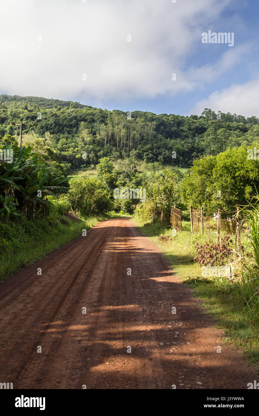 Dirt road in countryside in Linha Alegre, Mucum, Rio Grande do Sul ...