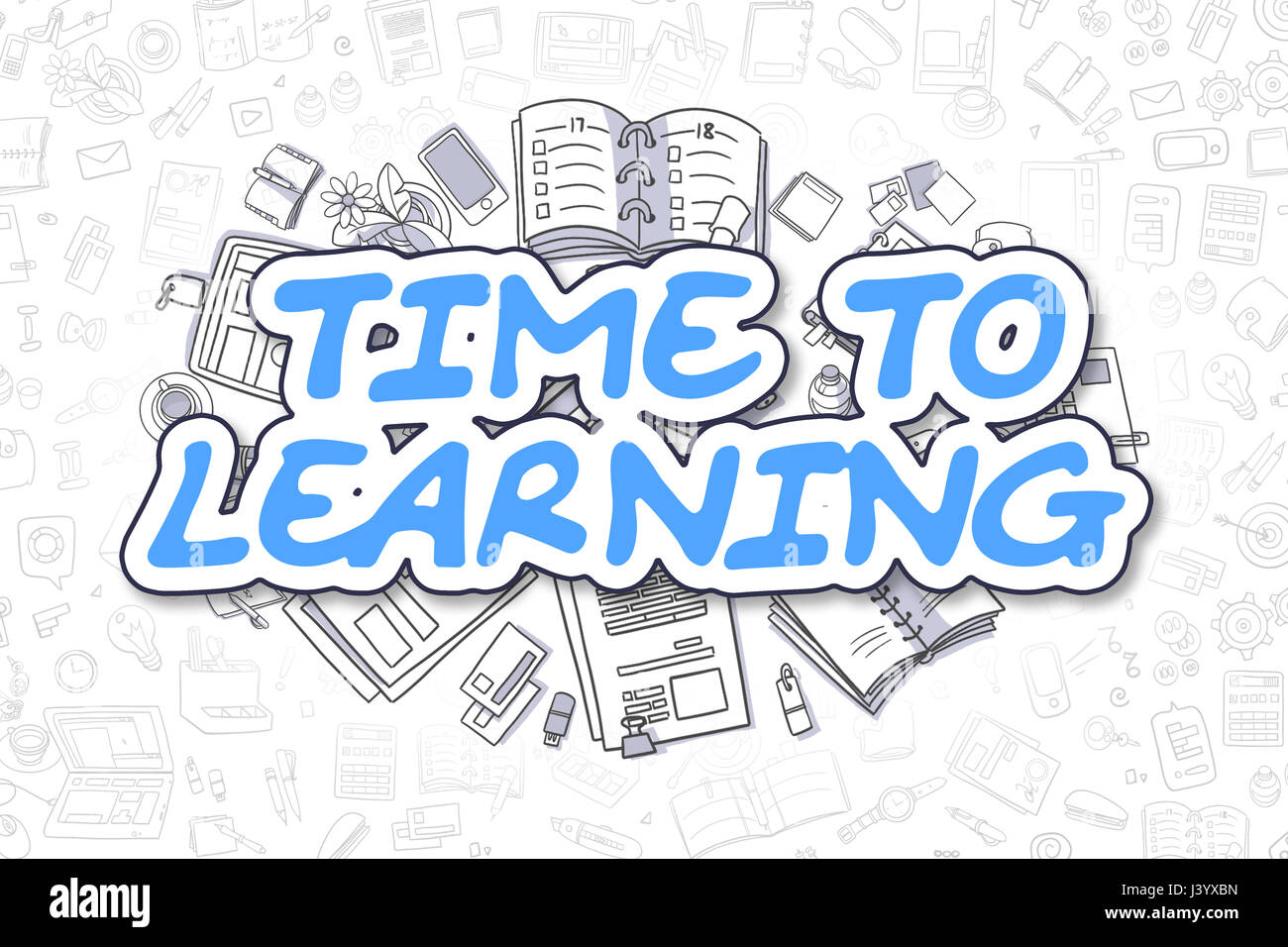 Time To Learning - Cartoon Blue Text. Business Concept. Stock Photo