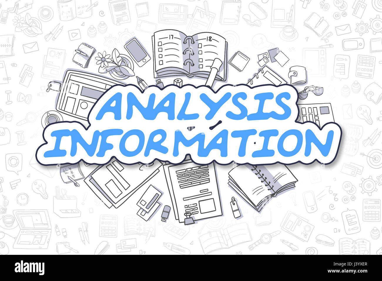 Analysis Information - Doodle Blue Word. Business Concept. Stock Photo