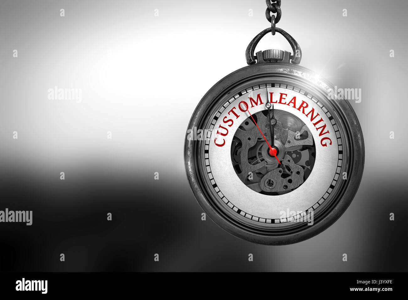 Custom Learning on Pocket Watch. 3D Illustration. Stock Photo