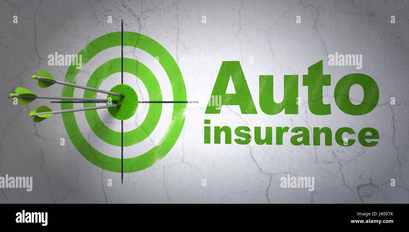 Insurance concept: target and Auto Insurance on wall background Stock ...