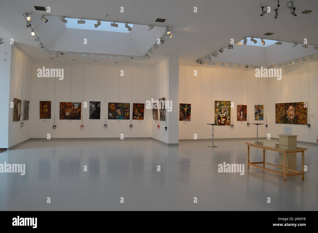 Paintings are seen at an exhibition of Turkish literature's well-known artists on May 8, 2017 in Ankara, Turkey. (Photo by: Altan Gocher/Pacific Press) Stock Photo