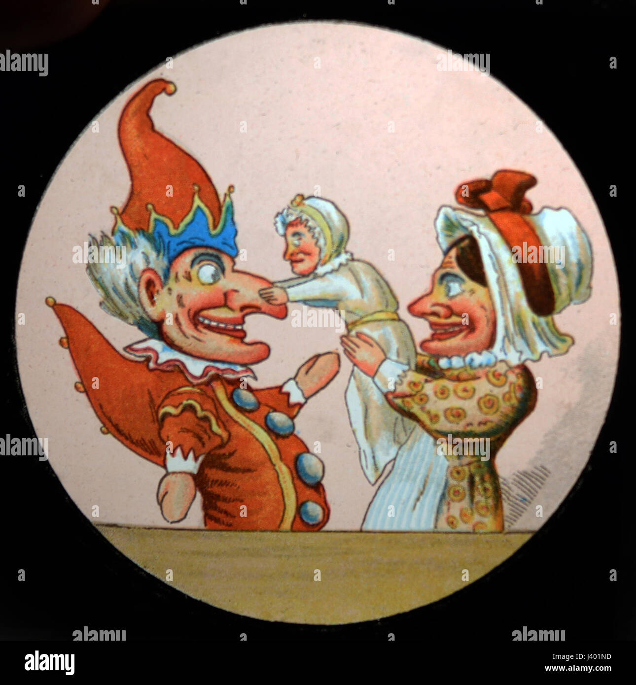 Punch and Judy magic lantern slide Victorian period Stock Photo Alamy