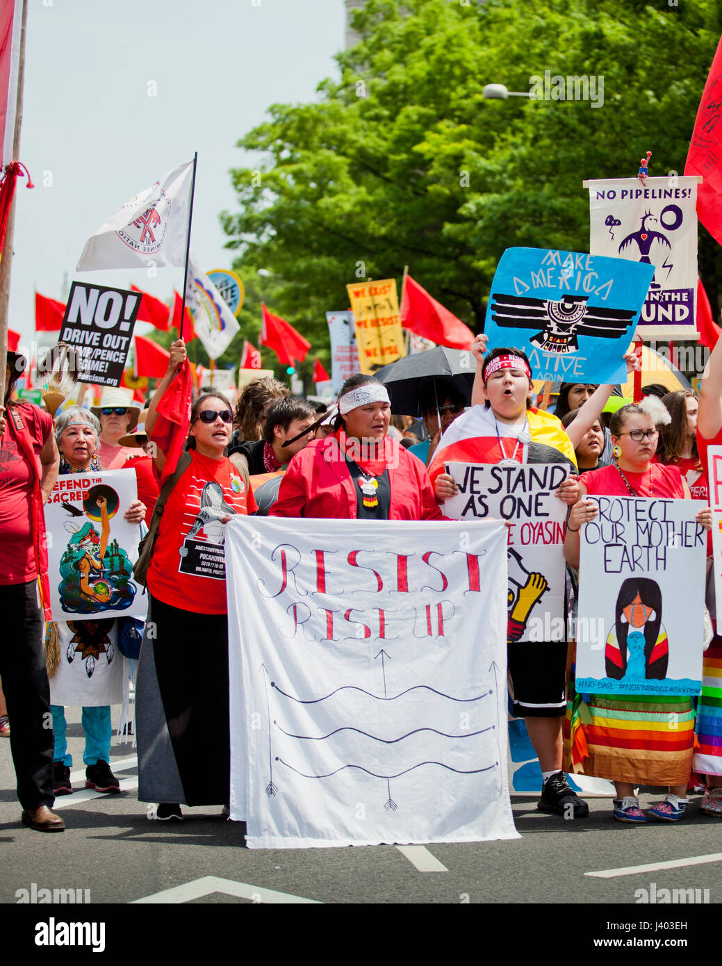 Native Indians protesting during People's Climate March - April 29, 2017, Washington, DC USA Stock Photo