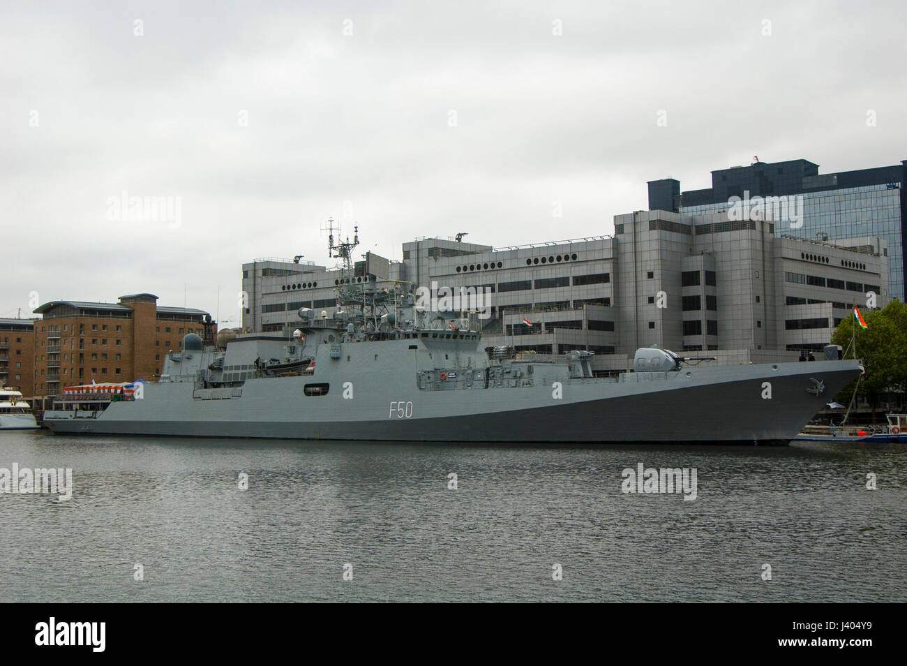 London, UK, 08/05/2017 INS TARKASH F50 stealth warship of the Indian