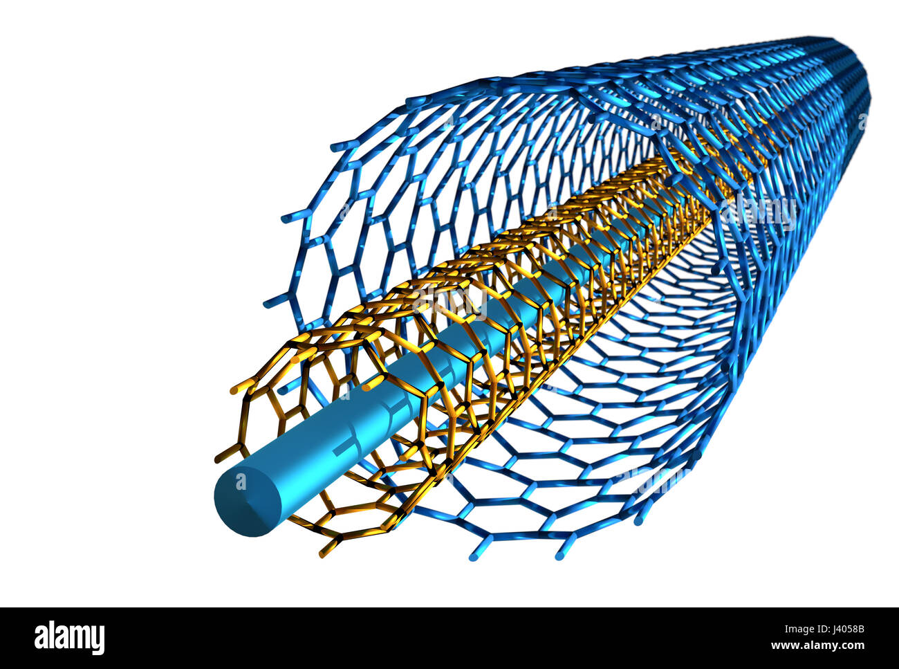 Straight Carbon Nanotubes, Blue and Orange Tubes Stock Photo