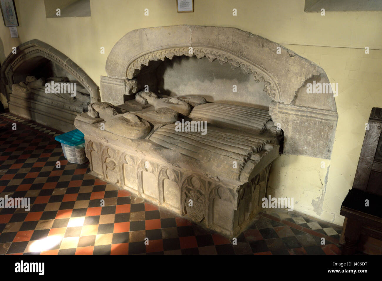 Stonegrave Minster, tombs of  Robert Thornton and his wife (d. 1418) Stock Photo