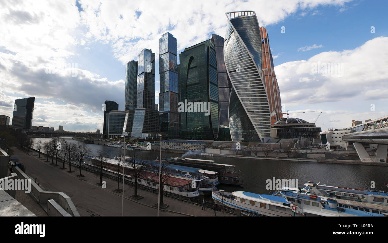 Russia: the new skyline with the skyscrapers of Moscow International Business Center, Moscow City, a commercial district near the Third Ring Road Stock Photo