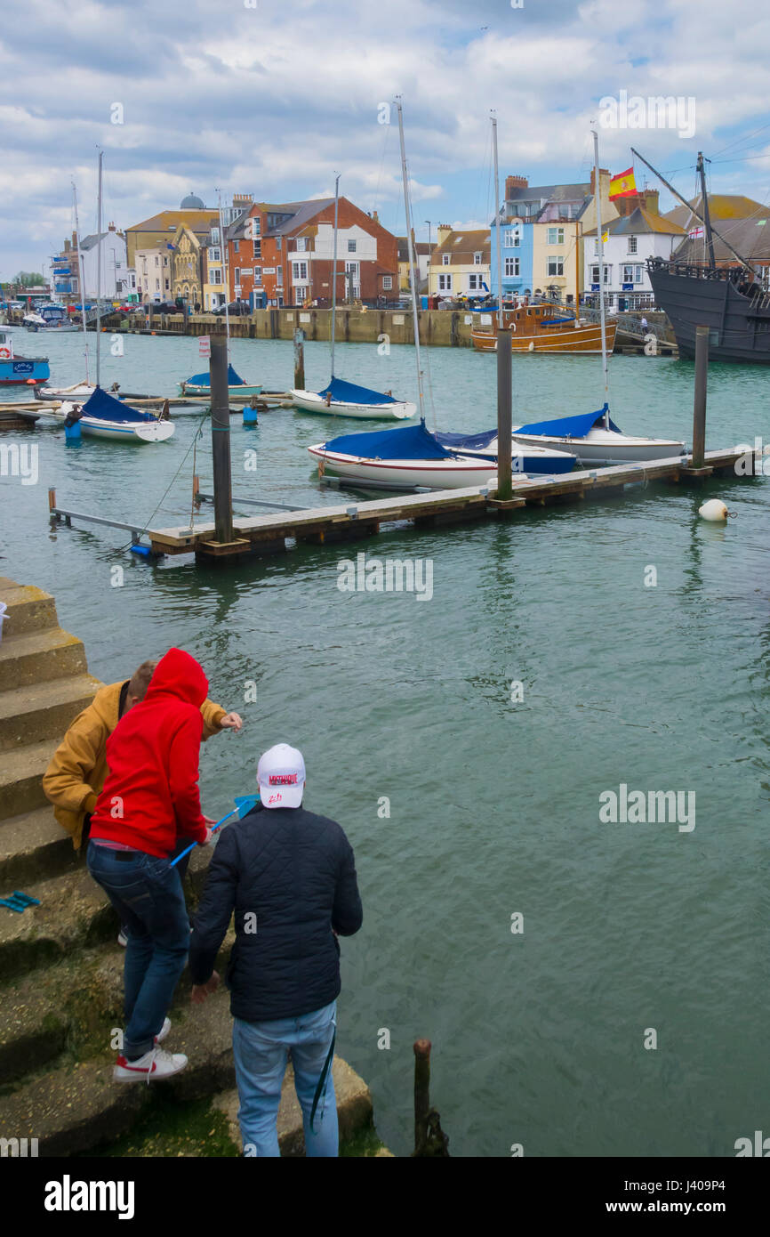 Fishing in weymouth harbour Stock Photo Alamy