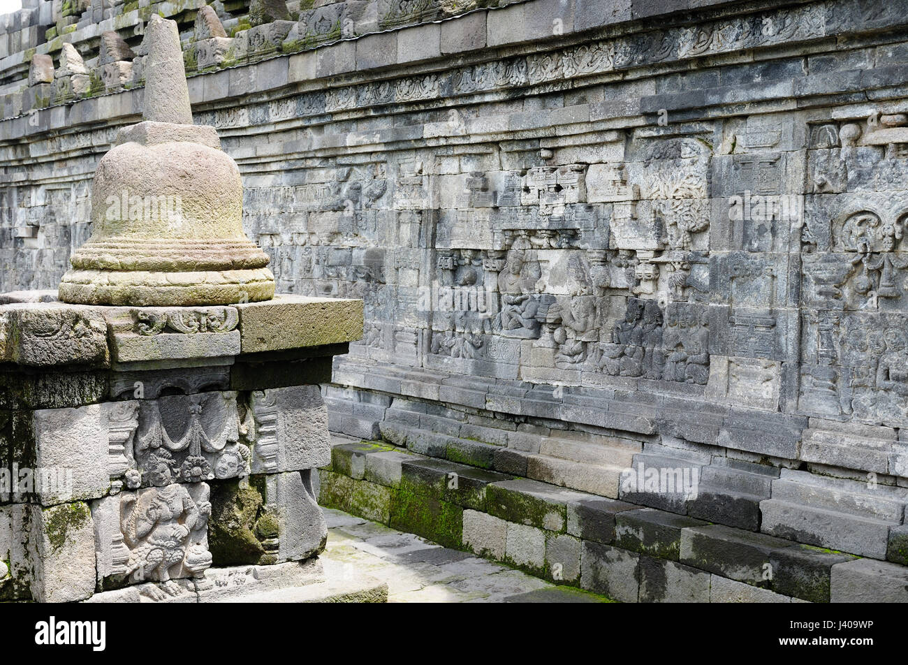 Borobudur Buddhist temple in Indonesia, Java Stock Photo