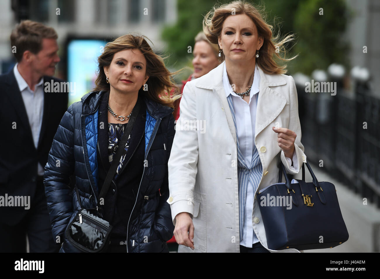 Lisa Bloom (left) with Dr. Wendy Walsh arriving at Ofcom in London, to issue a warning over Rupert Murdoch's bid for Sky. Stock Photo