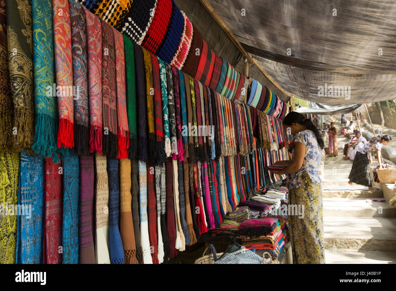 Ethnic girls selling traditional fabrics at Moheskhali Island. Cox’s