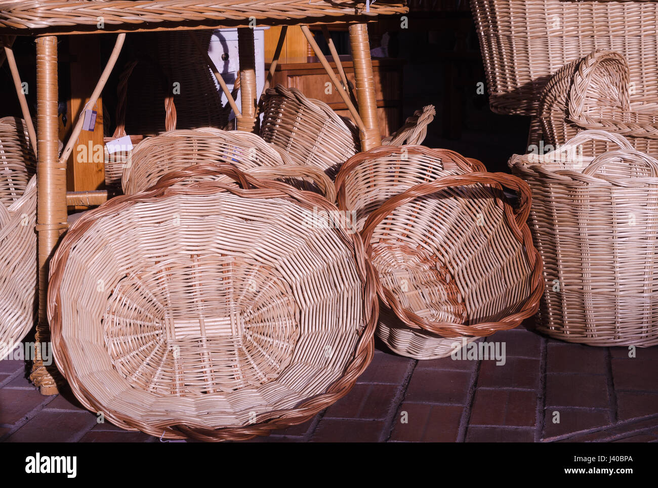 handmade wicker baskets Stock Photo Alamy