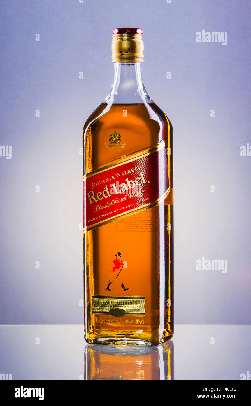 Johnnie Walker Red Label blended whisky on gradient ...