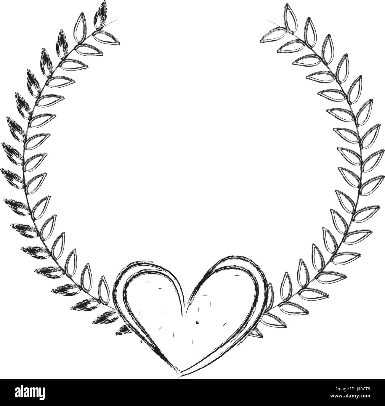 Love heart wreath Black and White Stock Photos & Images - Alamy