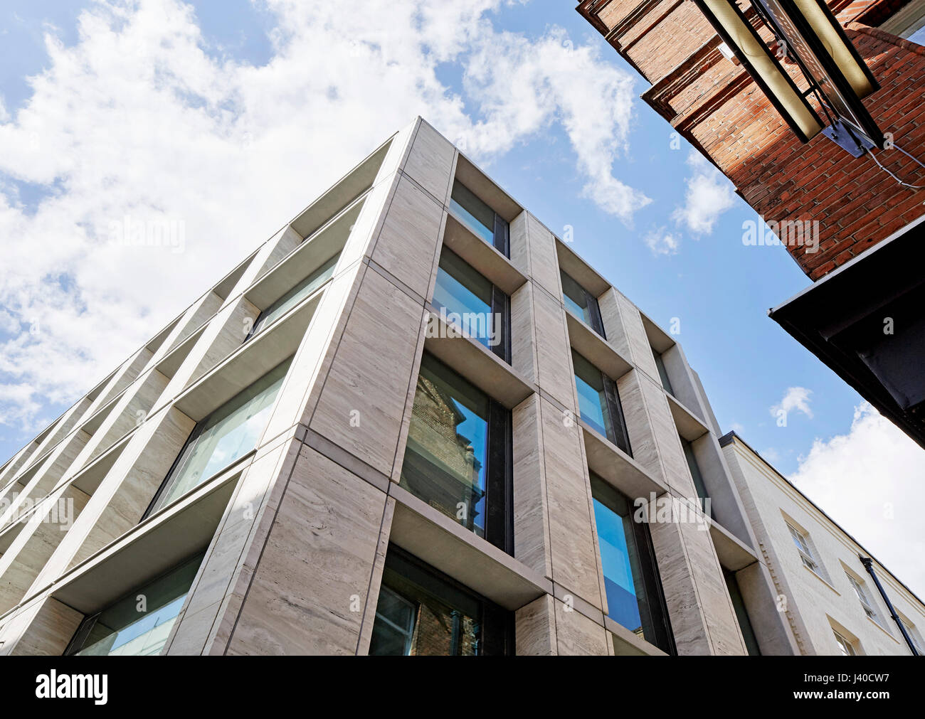 Exterior facades viewed from below. Chancery Lane, London, United Kingdom. Architect: Bennetts Associates Architects, 2015. Stock Photo