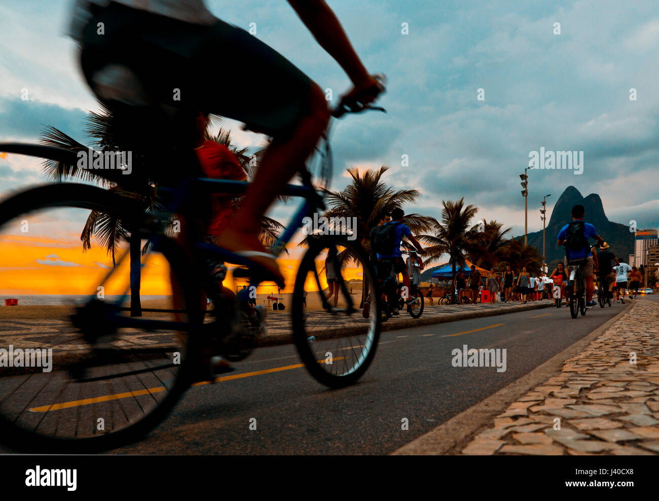 cyclist at ipanem, Rio de Janeiro, Brazil Stock Photo