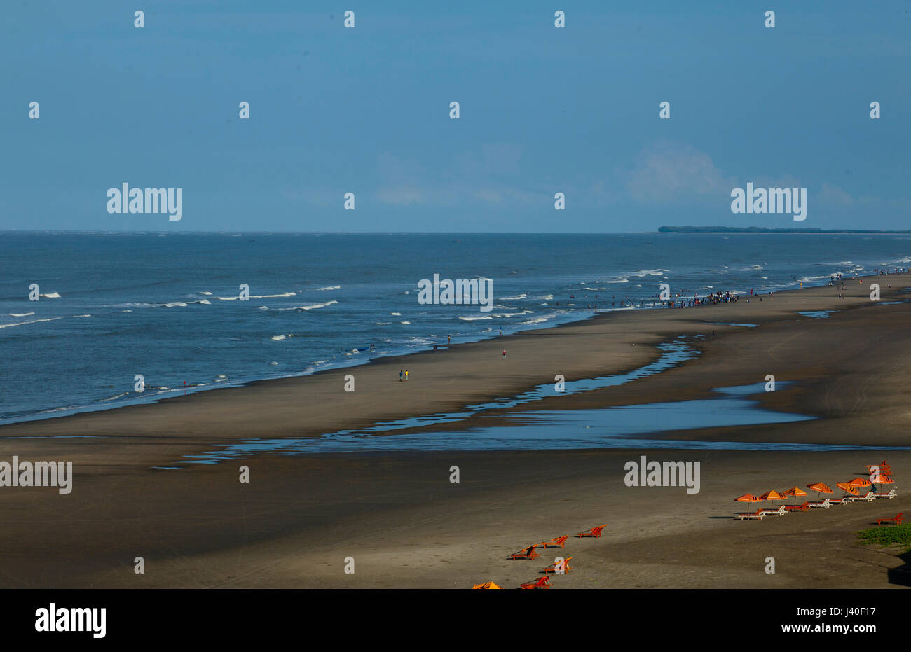 The Cox’s Bazar sea beach, the longest unbroken sea beach in the world. Cox’s Bazar, Bangladesh. Stock Photo