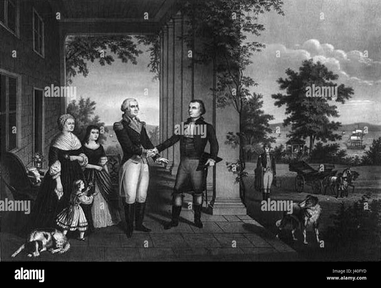 Tableau Mural Thomas Pritchard Rossiter - Washington Et Lafayette à Mount Vernon - Prêt à Accrocher - Neuf