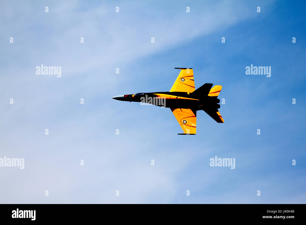 Very loud fast jet doing a display of skills during a Canadian airshow. Stock Photo