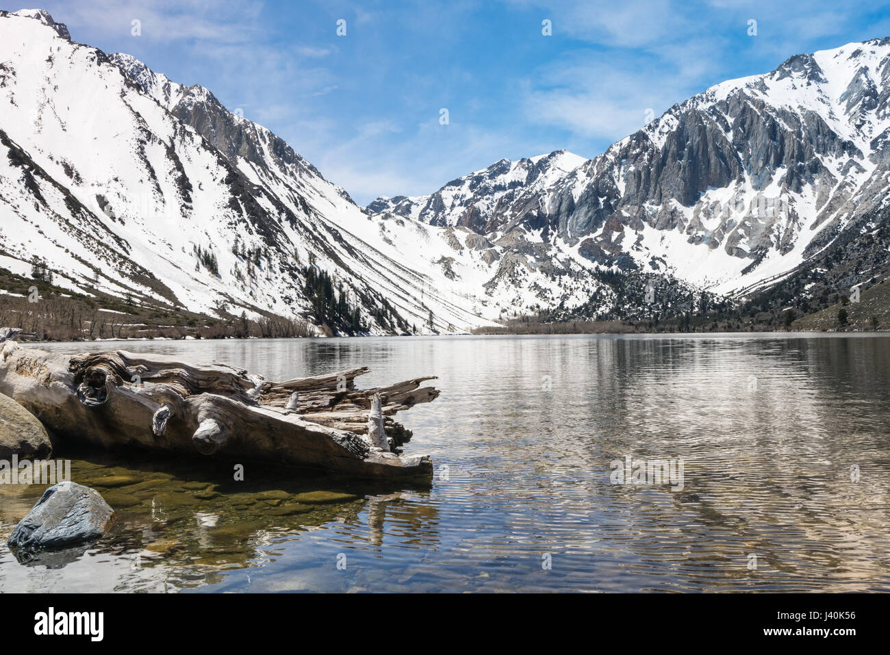 Reflections in Convict Lake in Sierra Nevadas California Stock Photo