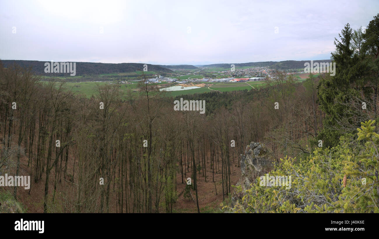 View from Wolfsberg near Dietfurt in Germany. . Stock Photo